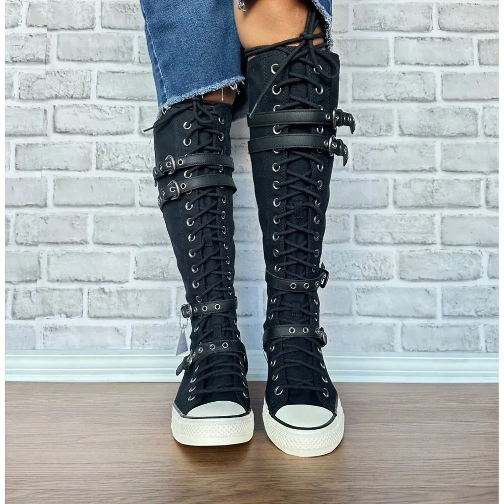 ⭐Converse Chuck Taylor XXHi Leather Straps 8.5 Women Sneaker Boots Black A16600C